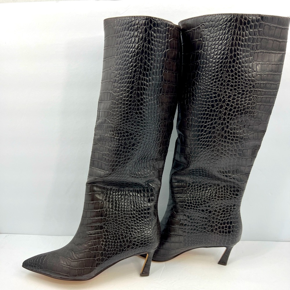 STEVE MADDEN LAVAN WOMEN’S BOOTS BROWN CROCODILE PRINT, UPPER LEATHER, SIZE 8M - Picture 4 of 16